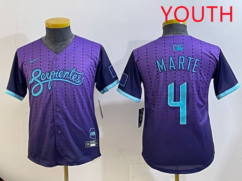 Youth Arizona Diamondback 4 Marte Purple Joint Name 2025 Nike MLB Jersey style 31